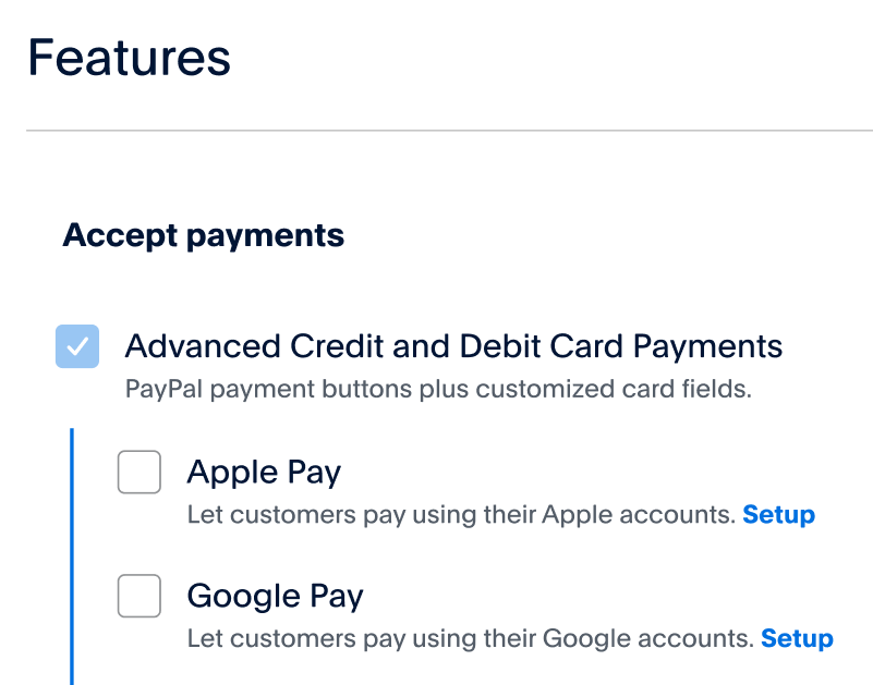 A screenshot showing the Apple Pay sandbox settings in the mobile and digital payments section of the PayPal Developer Dashboard