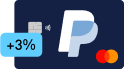 A dark blue PayPal Cashback Mastercard card image with a 3% cash back icon.
