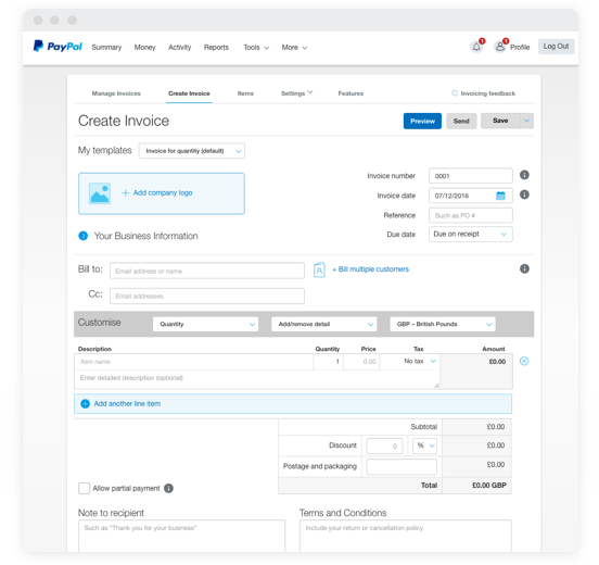 create ebay invoice through paypal