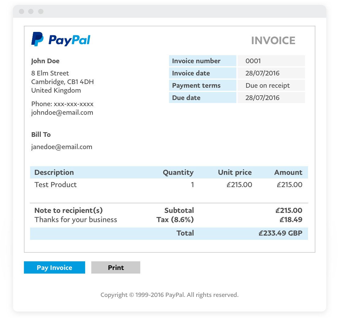someone sent me an invoice on paypal