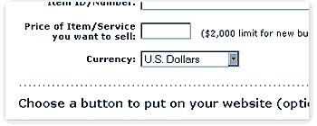 For an example of a non-U.S. Dollar payment button, see the "Sample Code" section below.