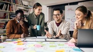 A marketing team collaborating on a project.