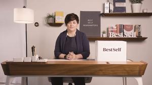 Photo of Cathryn Lavery of Best Self at her desk, directly facing the camera