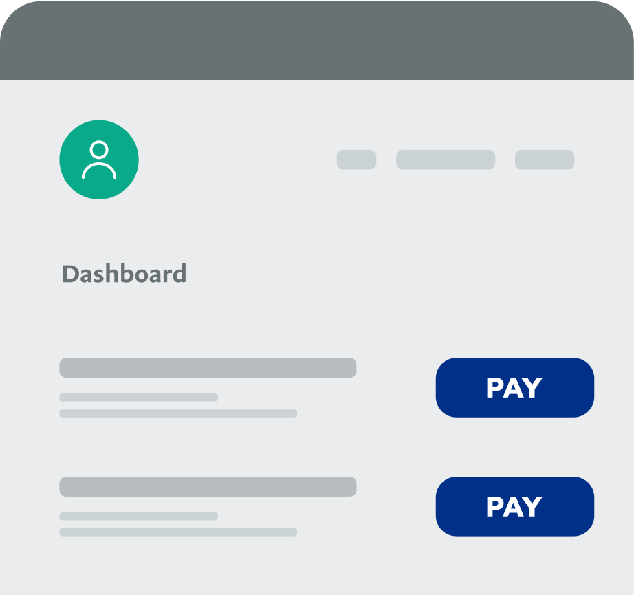A dashboard with 2 pay buttons.