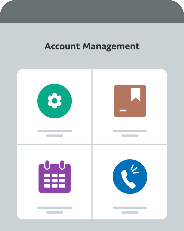 Screenshot of an account management dashboard.