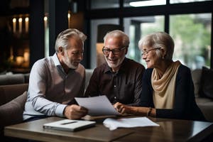 An older couple having a discussion with a professional