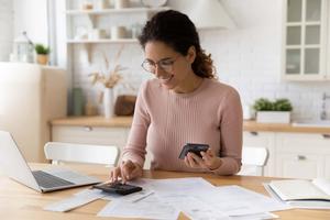 Young woman reviewing personal budget