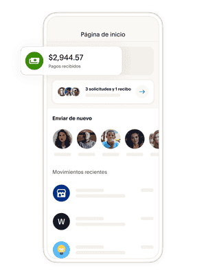 Un celular en el que se muestra la pantalla de inicio de una cartera digital; en los mosaicos, se muestran diferentes formas en las que puedes administrar tus fondos en la app de PayPal