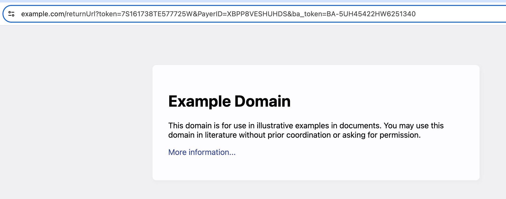 Example return URL token