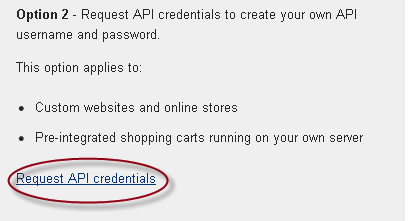 Request API credentials