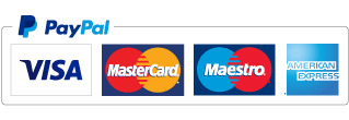  PayPal logo with Visa, Mastercard, Maestro and American Express logos underneath.